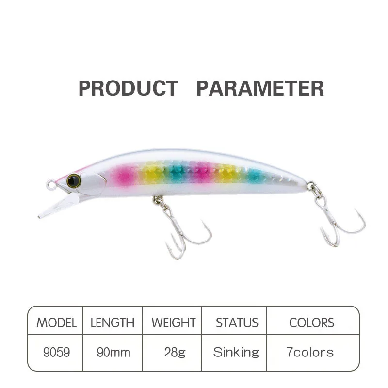 Cebo Swinger de pececillo hundido, 90mm, 28g, Kit de pesca de tipo caliente, equipo de pesca, cebo duro, ojo 3D, cebo de manivela largo fundido, pesca - imagen 5