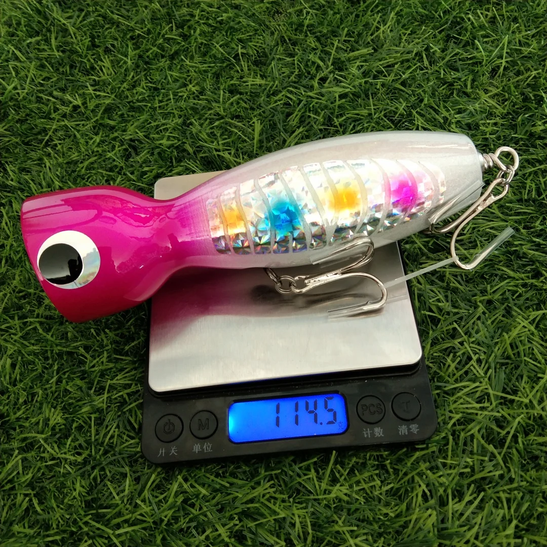 1 unidad de cebo de madera de 126g y 114g, señuelo de arrastre, lápiz de aguas profundas, pesca en barco, cebo Artificial, señuelo de pesca, cebos Popper de madera - imagen 5