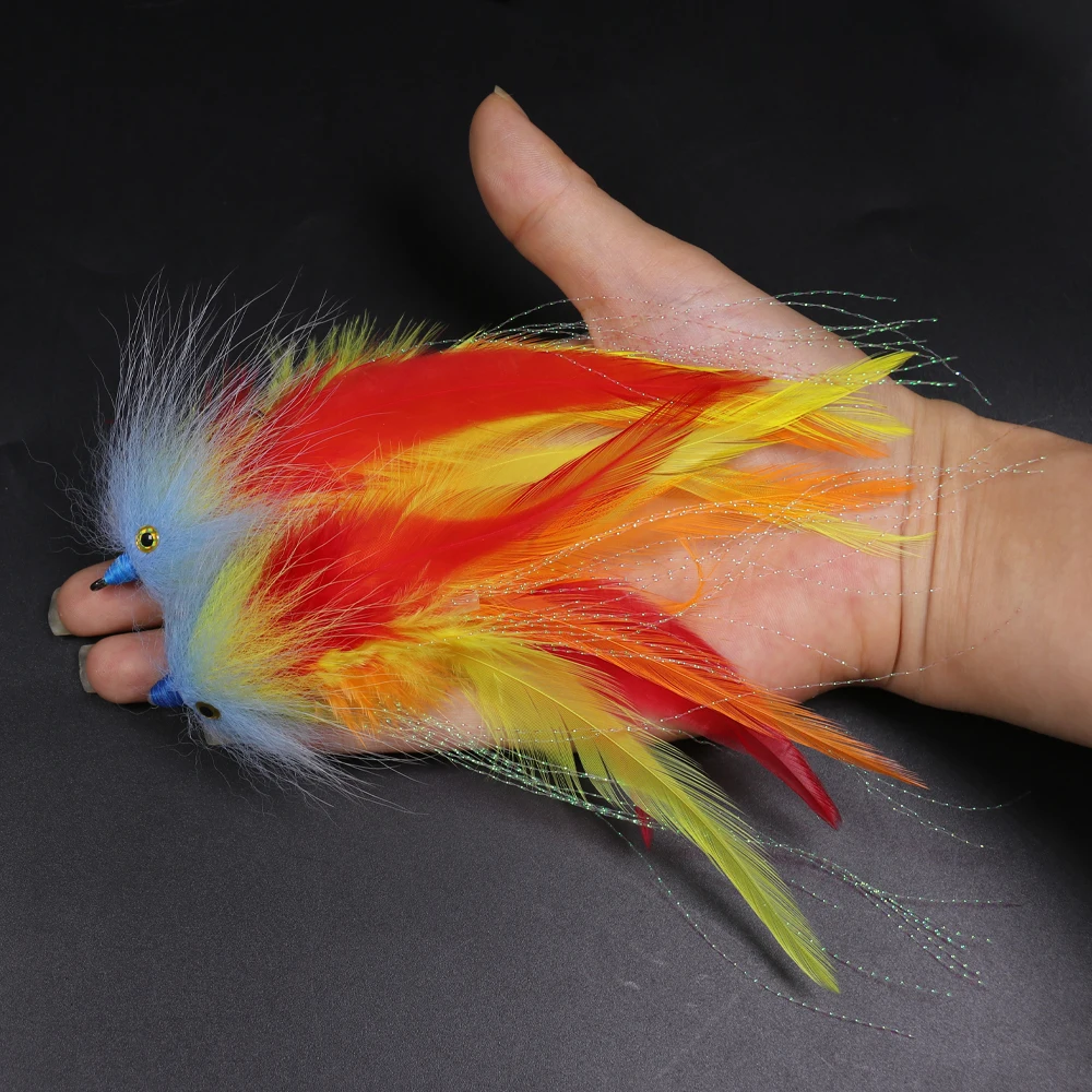 Wifreo 2PCS # 2/0 pluma Streamer pesca mosca salmón trucha Steelhead Lucio moscas señuelo cebo Conehead tubo moscas aparejos de pesca - imagen 2