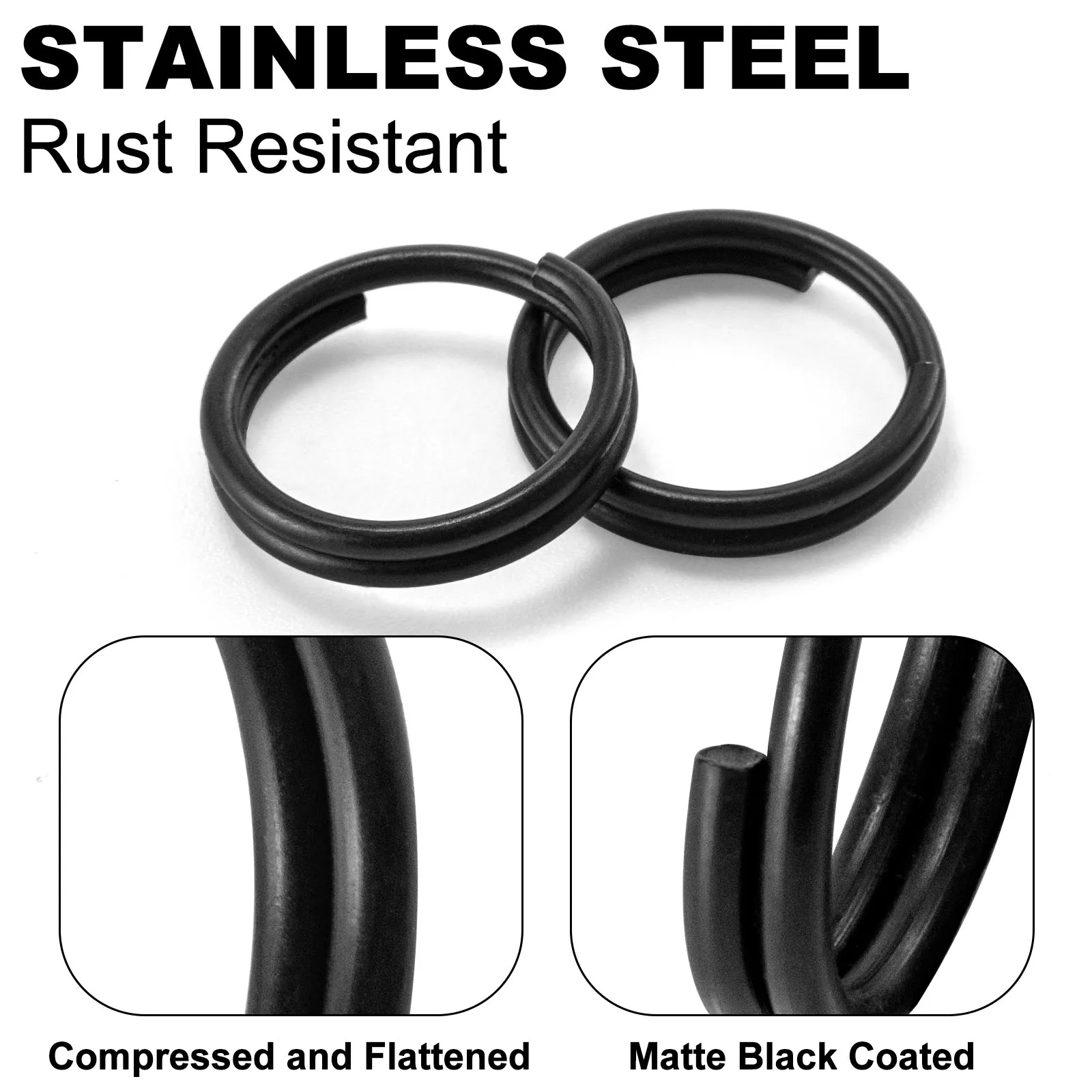 Anillos Partidos de Pesca – Acero Inoxidable Negro Mate - imagen 2
