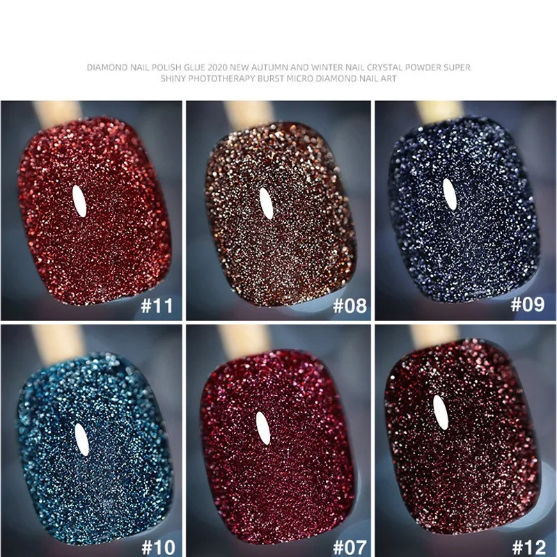 Esmalte de uñas en Gel con purpurina reflectante, 10ml, lentejuelas láser brillantes, barniz semipermanente para remojar, Gel de uñas UV LED Aurora, 12 colores - imagen 5