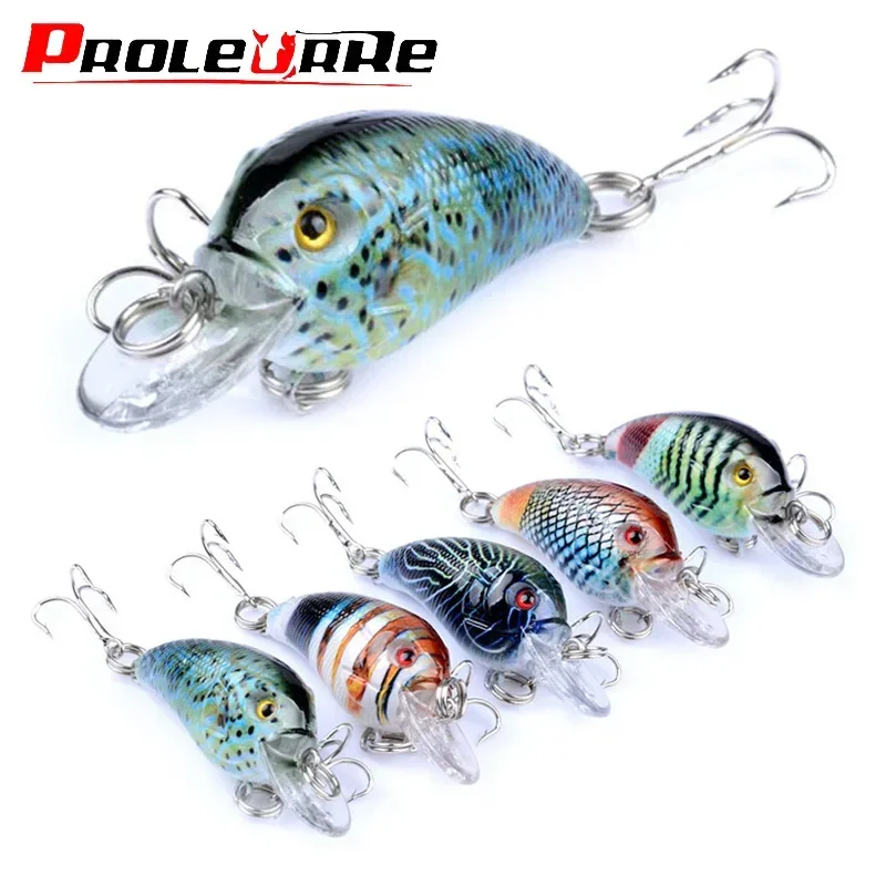 Señuelos de pesca con manivela flotante, 4,5 cm, 4,2g, Mini Wobblers de pececillo, cebo duro Artificial, Crankbaits para aparejos de pesca de lubina, 1 ud.