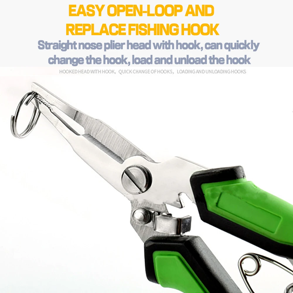 Alicates de pesca de aleación de aluminio, cortador de anillo, aparejos de soporte de pesca con envoltura, tether retráctil, combo eliminado de ganchos - imagen 5