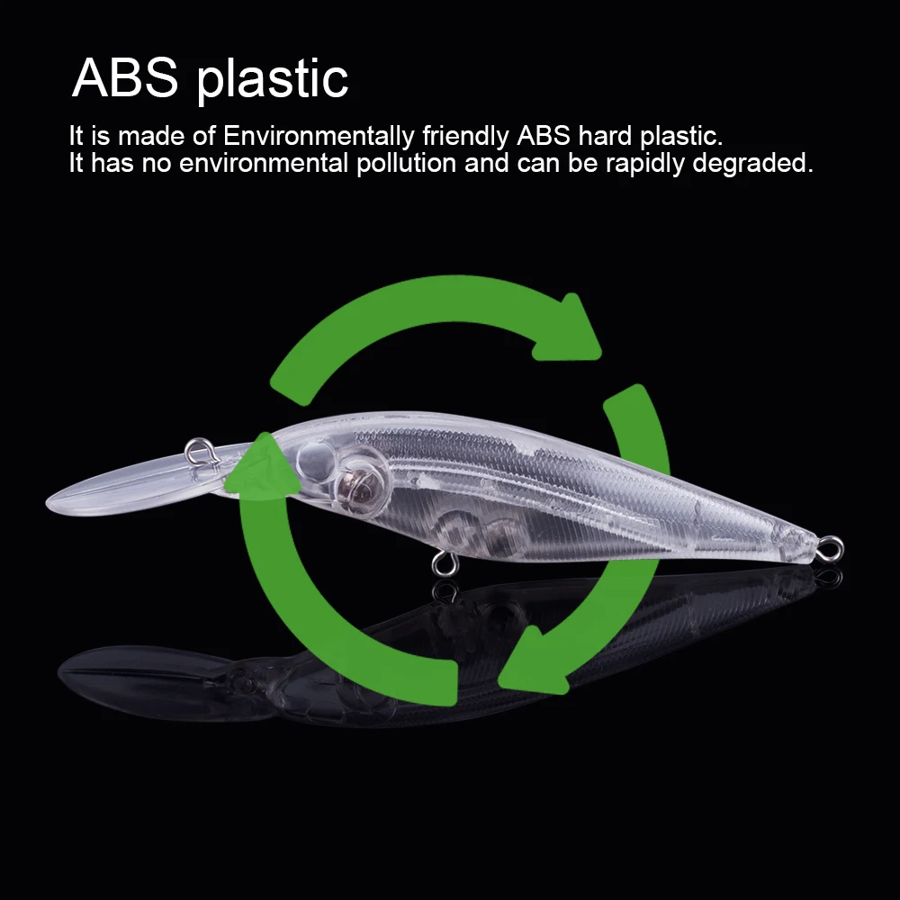 Hanlin-Cebo Crankbait de plástico duro sin pintar, sonajeros Jerkbait, manivela, labio largo, cebo Minnow, aparejos flotantes de lubina, 10/20 piezas espacios en blanco, 11CM, 9G - imagen 5