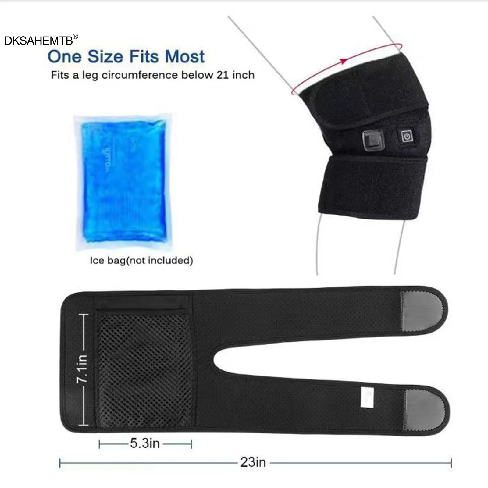 Almohadilla calefactora de protección de rodilla eléctrica con gancho fuerte y bucle, protección de rodilla para aliviar el dolor y la incomodidad de la rodilla - imagen 5