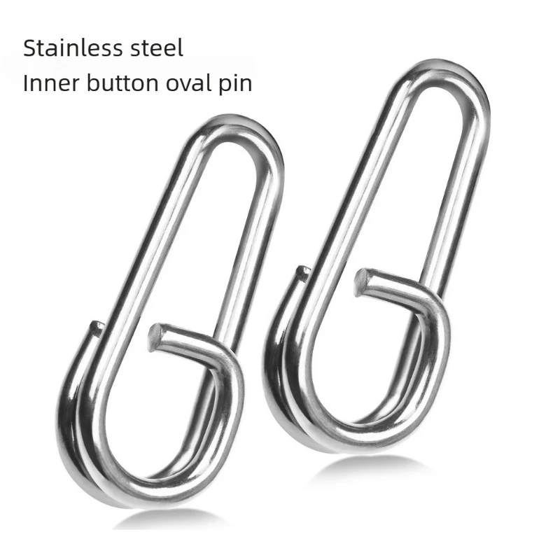 50 Piezas de Conectores de Anzuelos de Pesca Luya, Hebilla Interior Ovalada de Acero Inoxidable, Anillo Doble Reforzado, Accesorios de Pesca