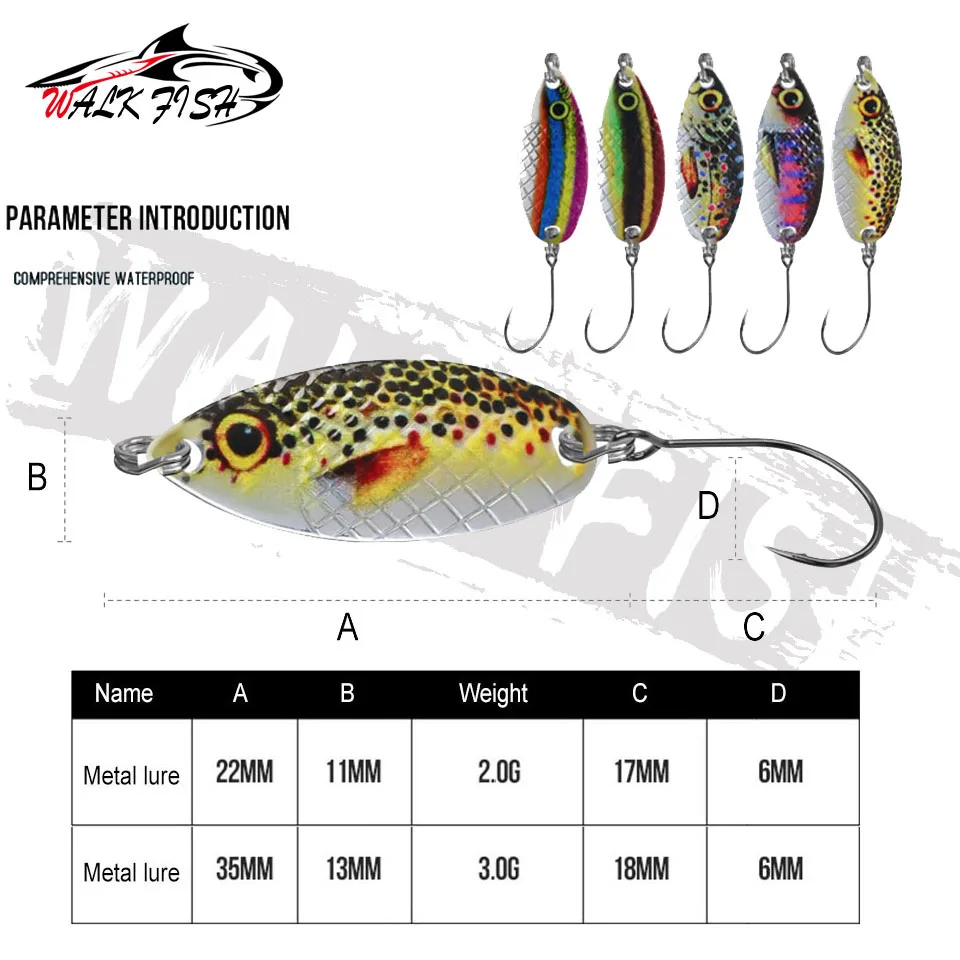 WALK FISH-señuelo giratorio de Metal ultraligero, cuchara de fundición, cebo de latón para agua dulce, trucha, Lucio, lubina, lago, Pesca giratoria, 2g, 3g - imagen 2