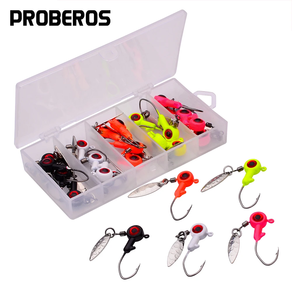 PROBEROS Anzuelos Jig Head con lentejuelas – Señuelo forma 8 cola T