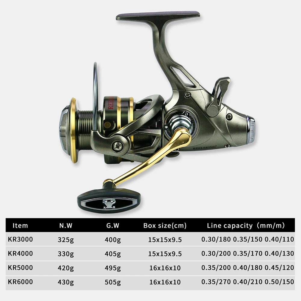 Carrete De Pesca De carpa con doble freno, rueda lejana, agua, Surf, Peche, carretes giratorios, alimentador, Serie De KR3000-6000 - imagen 3