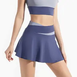 Falda Deportiva de Tenis para Mujer, Cintura Cruzada, Suave, Elástica, Ligera, para Golf, Cintura Alta, Bloques de Color, para Gimnasio