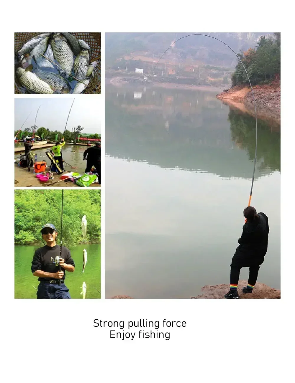 Experimente la emoción de la pesca con nuestras cañas de fuerza fuerte