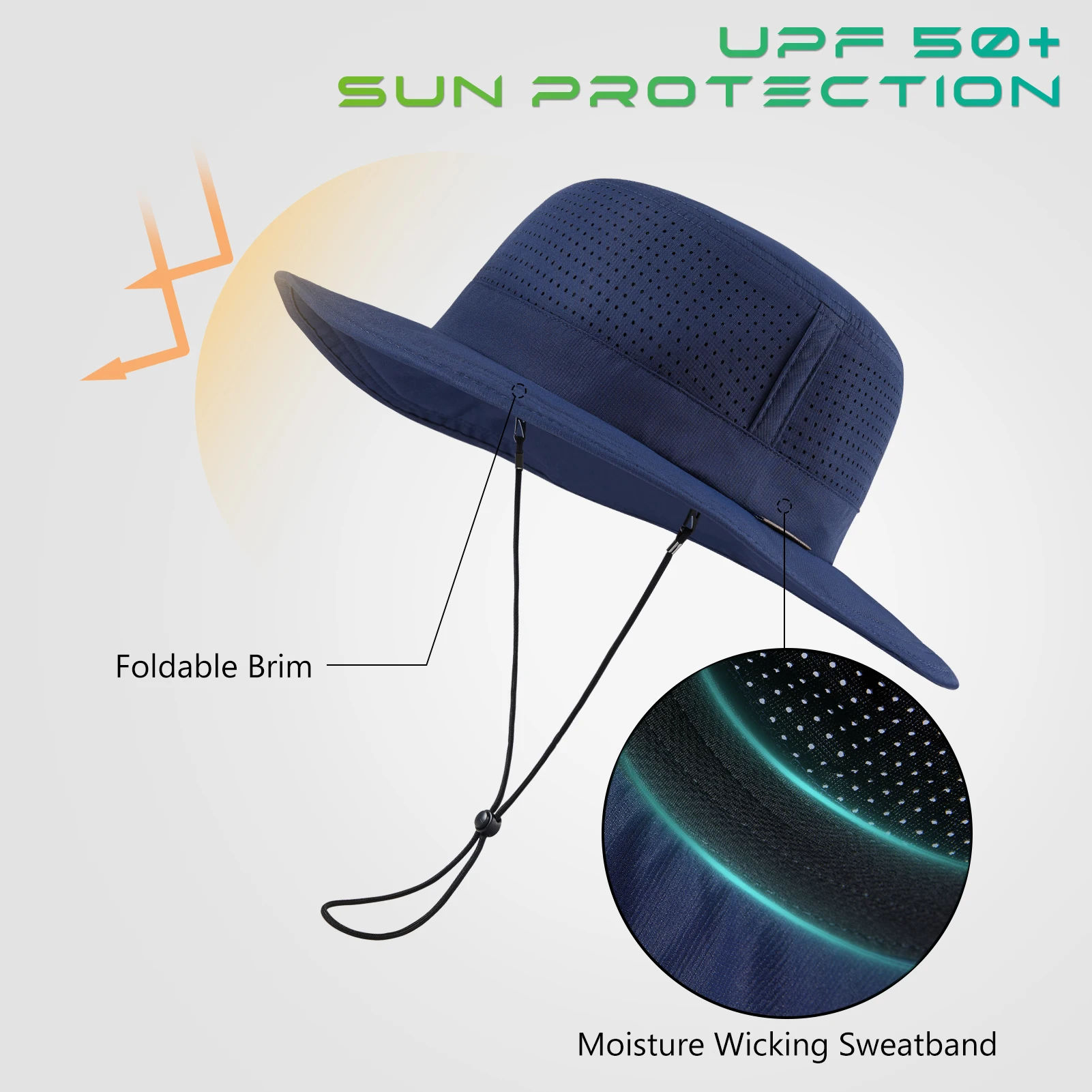 Sombrero de sol UPF 50 + para hombre y mujer, malla perforada con láser, ajustable, transpirable, ligero, para exteriores - imagen 4