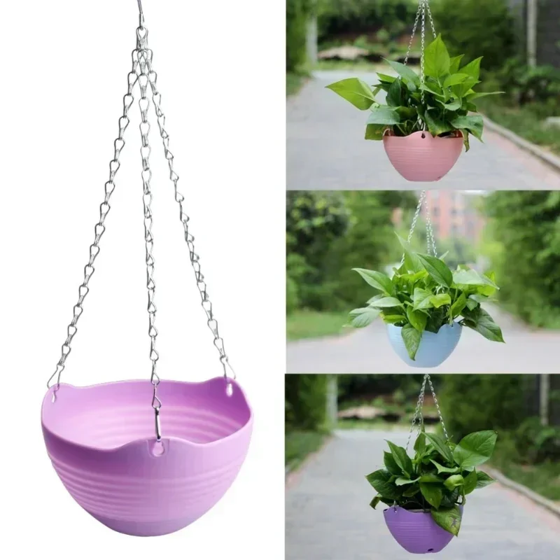 Maceta de resina gruesa de plástico para colgar flores, cesta de cadena, soporte para macetero, accesorios, suministros de jardín, tipo colgante - imagen 4