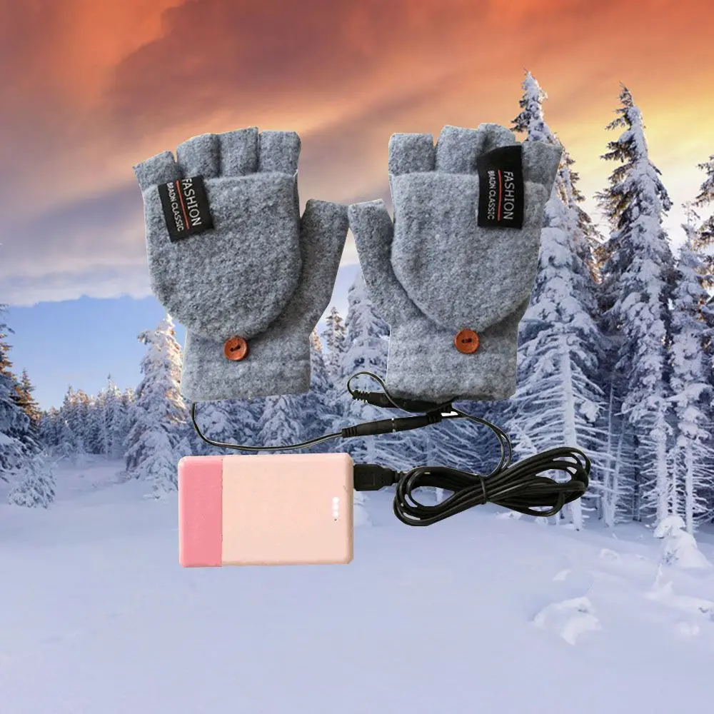 2022 guantes calefactores eléctricos de invierno tejidos manopla guantes calefactables con medio dedo completo - imagen 5