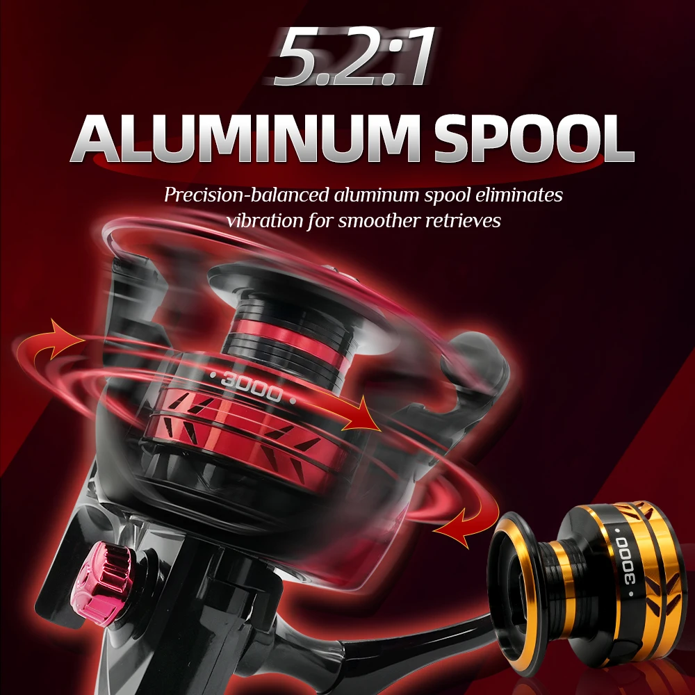Carrete giratorio ROOBLINOS YG 5,2: 1 tamaño 1000-7000 equipo de pesca integral suave y ligero - imagen 3