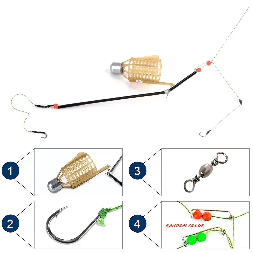 NGB-jaula para cebo de pesca de carpa, 20g, 30g, 40g, 50g, 60g, 70g, 80g, soporte para alimentador, cesta trampa con anzuelos, accesorio de pesca - imagen 3