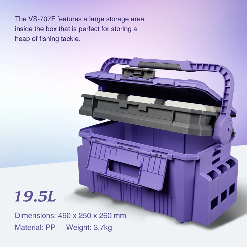 Caja grande de aparejos de pesca, soporte multifunción de 19,5 L de capacidad, soporte para caña, portavasos, caja de almacenamiento con mango de plástico, suministros de pesca - imagen 3