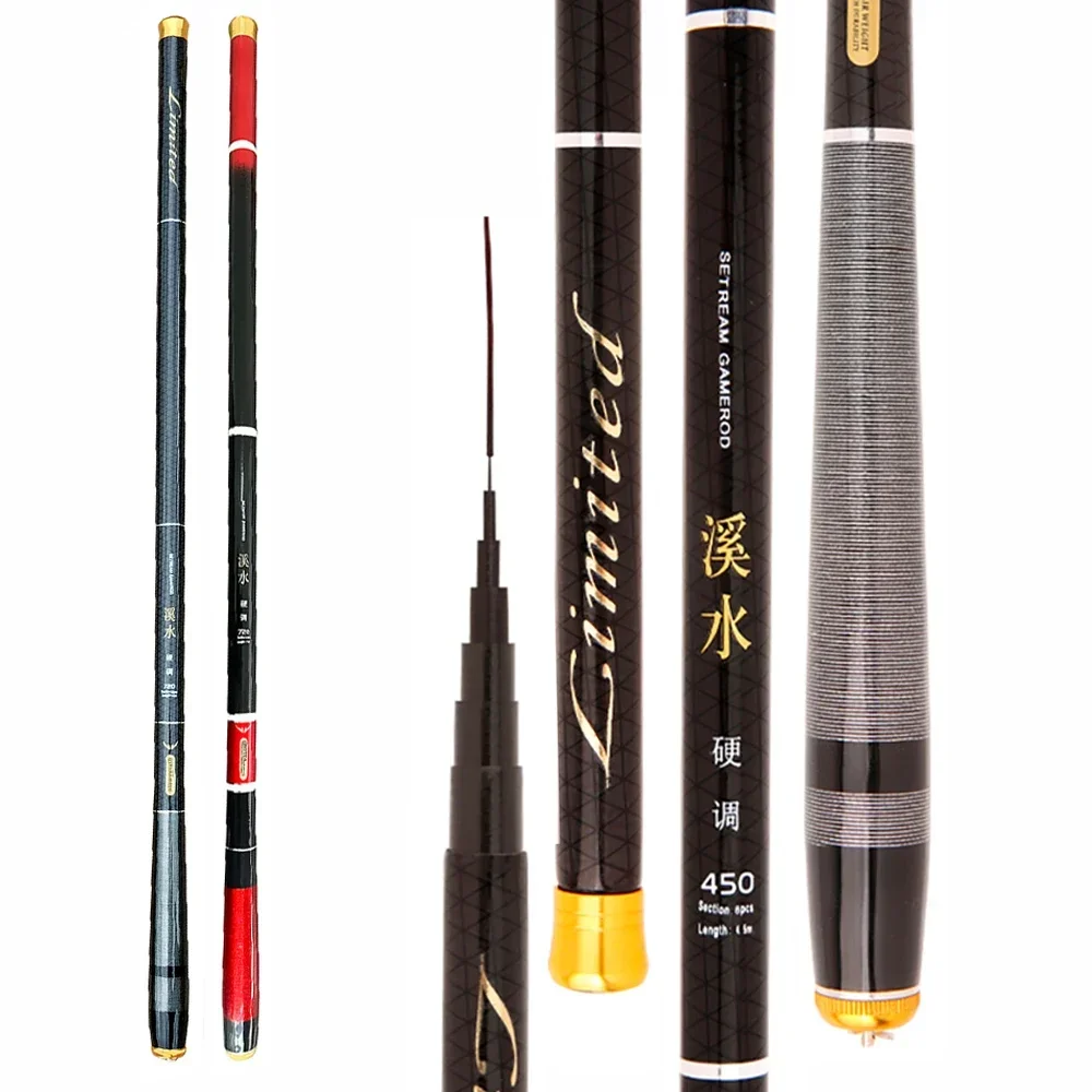 Caña de pescar de carpa de fibra de carbono, depósito de corriente telescópico portátil, aparejos de pesca profesionales para estanque, 3,6/4,5/5,4/6,3/7,2 M - imagen 2