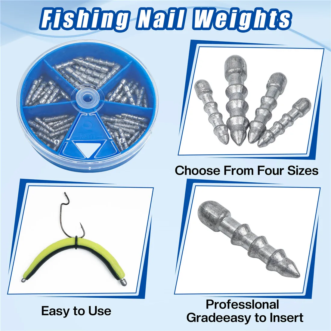 70 Uds. Kit de pesas para uñas de pesca, señuelo de gusano suave, peso de inserción, aparejo Neko, aparejo loco, señuelo de pesca de lubina, accesorios de pesca - imagen 4