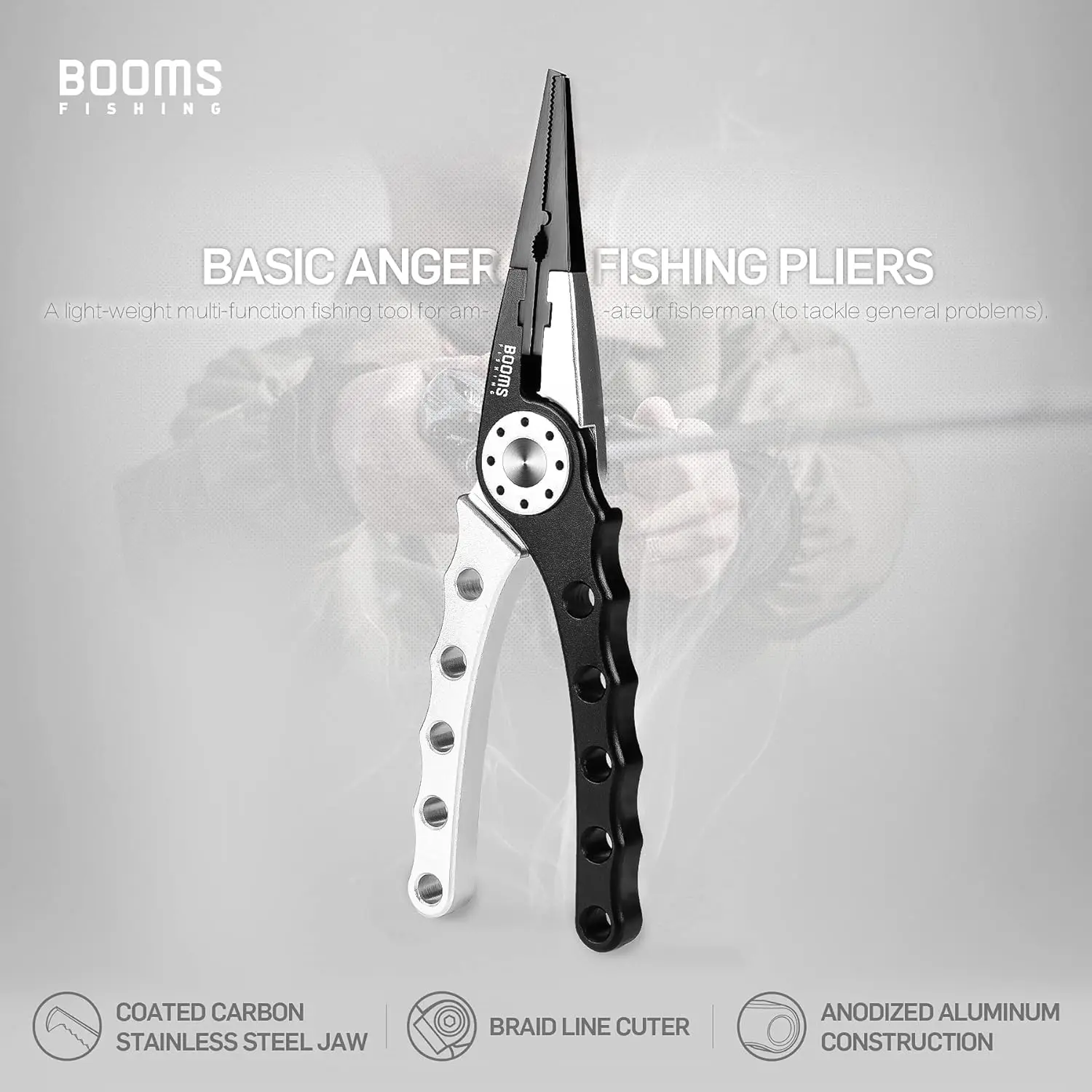 Booms Fishing X01 Alicates de pesca de aluminio, multiherramienta para quitar anzuelos, línea de pesca trenzada, juego de alicates de corte y anillo dividido - imagen 5