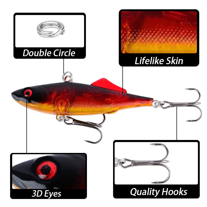 Señuelo de pesca hundido con vibración Vib, señuelo de Metal para curricán, cebo duro Crankbait, pesca de invierno, Lucio, 1 ud. - imagen 3