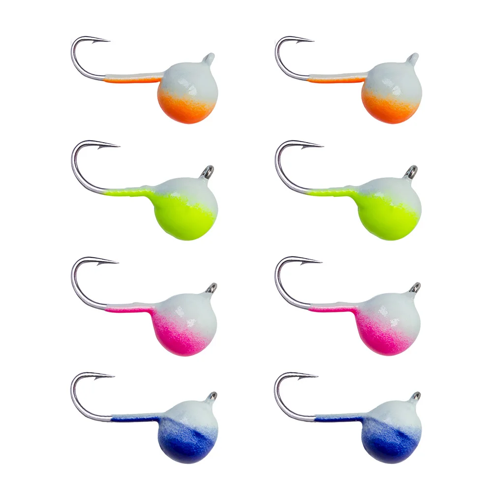 Goture-anzuelo de pesca en hielo de invierno, cebo de plantilla de hielo de tungsteno brillante, 1,1-2g, señuelo de pesca de Jigging para tipo de pez pan, herramienta de pesca, 8 Uds. - imagen 2