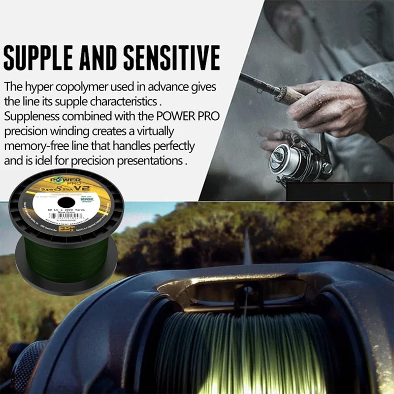 Línea de Pesca trenzada POWER PRO SSV2, multifilamento de 8 hebras para Pesca de carpa, EE. UU., multifunción, PE, 3000yds - imagen 4