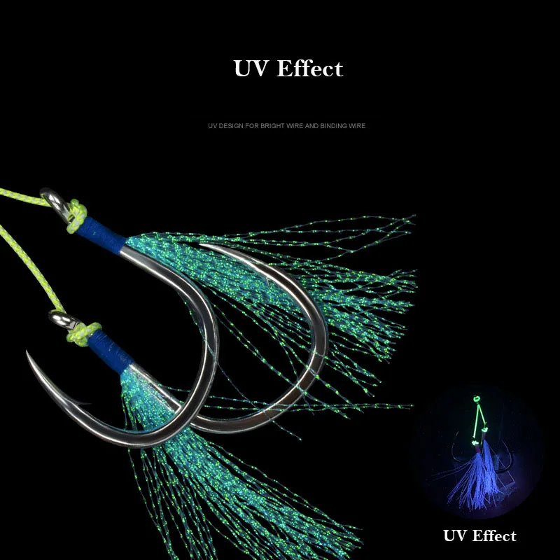Gancho de asistencia para Jigging lento, alambre de acero B. K8062, púas de agua salada, señuelos fundidos, Pesca de plumas de barco, anzuelos de Pesca de Mar de acero de alto carbono - imagen 5