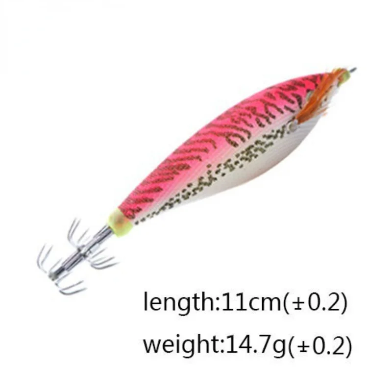 Anzuelo de calamar de camarón de madera luminosa, Señuelos de Pesca artificiales, accesorios, 3D ojos de cristal, cebo duro de sepia, 11cm, 14,7g - imagen 5