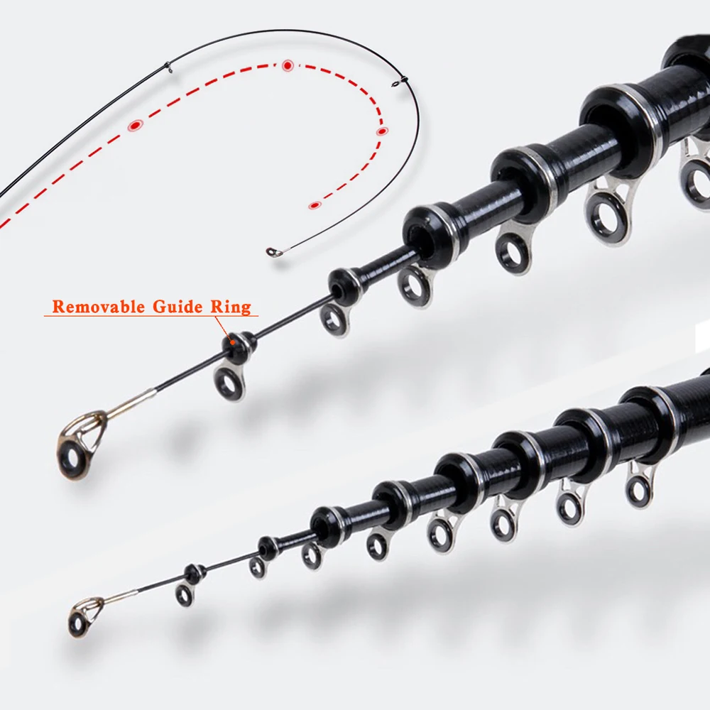 Caña telescópica de fibra de carbono para pesca en roca, caña negra portátil de 2,7/3,6/4,5/5,4/6,3 M para fundición de Surf, pesca con alimentador y Spinning - imagen 4