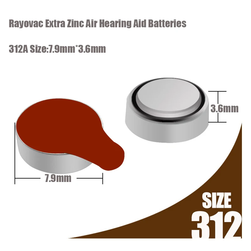 Baterías Rayovac Extra A312 Zinc Air para audífonos