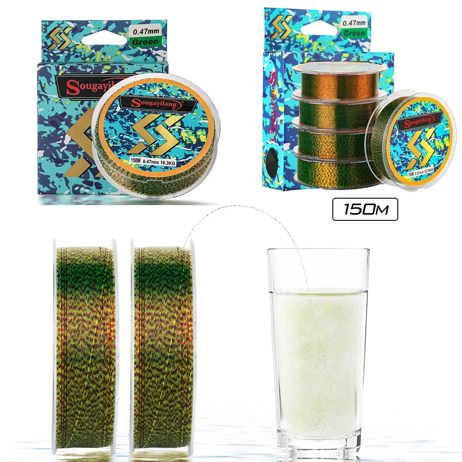 Sougayilang-sedal de pesca de nailon Invisible, hilo de hundimiento de fluorocarbono, 150M, novedad - imagen 3