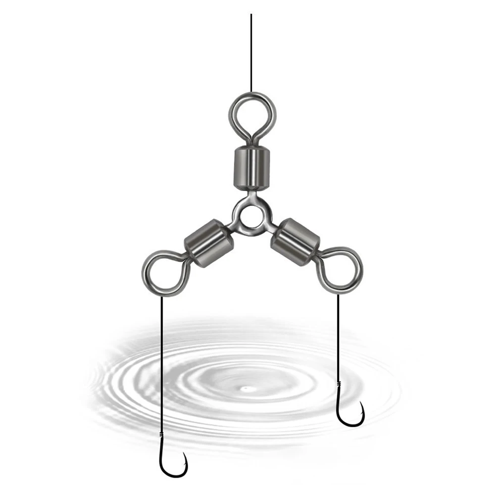 DNDYUJU, 10 Uds., conector de pesca giratorio de tres vías de latón, accesorios giratorios, aparejos de anzuelo - imagen 3
