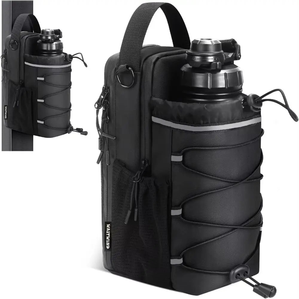 Bolsa bandolera para botella de agua magnética, bolsa para botella de gimnasio multicapa de gran capacidad, bolso cruzado portátil ajustable para deportes, Fitness - imagen 3