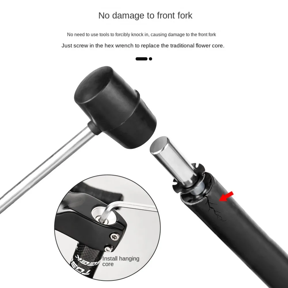 Una herramienta negra con una flecha roja que apunta al fondo