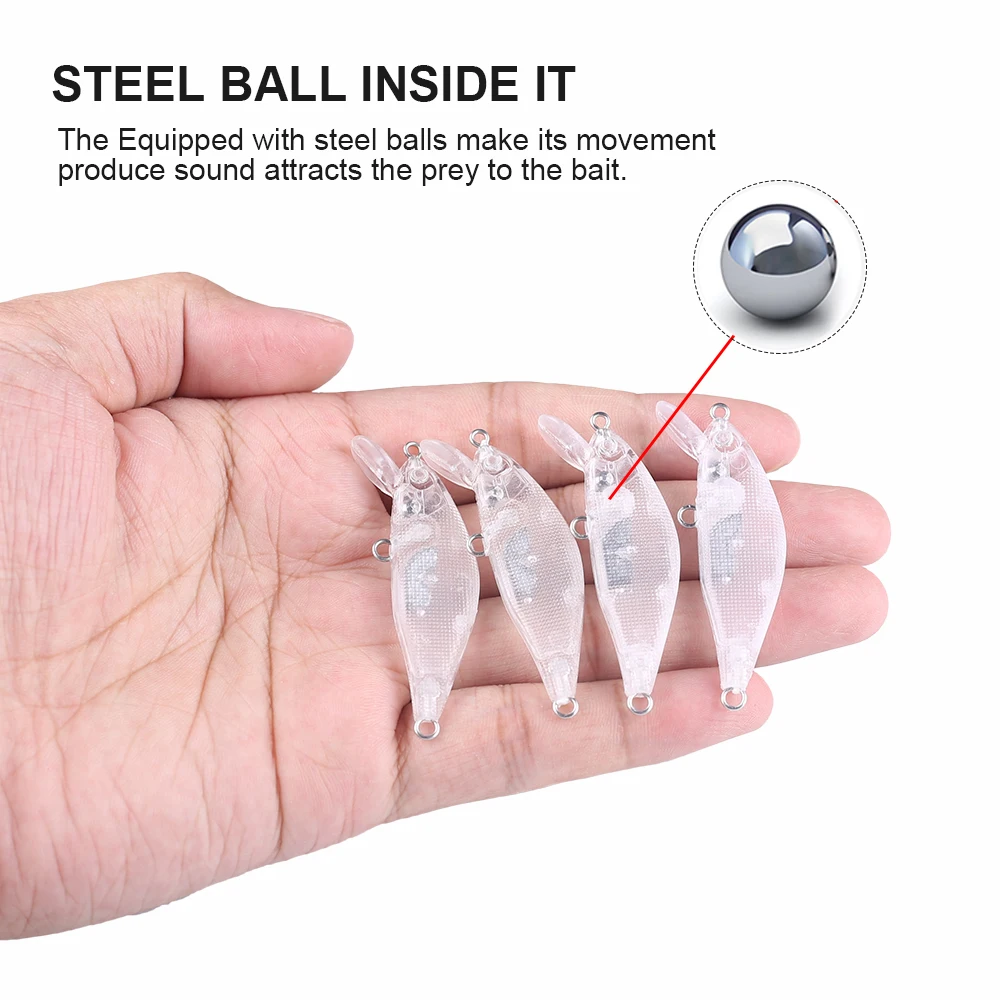 Hanlin-Mini cebo Artificial de plástico duro, aparejos de pesca sin pintar, Wobblers flotantes, 5CM, 3,8G, 10/20 piezas - imagen 4