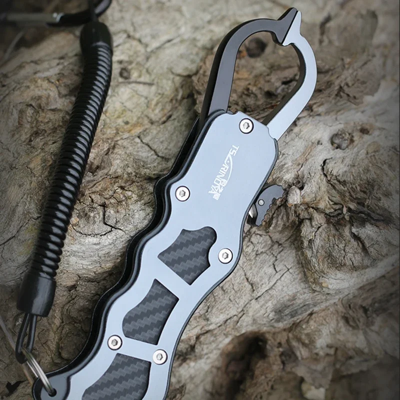 Pinza de pesca de aluminio TSURINOYA, agarre de labio de pescado portátil ultraligero, alicates de pescado de alta calidad, herramientas de aparejos de señuelo de pesca - imagen 5