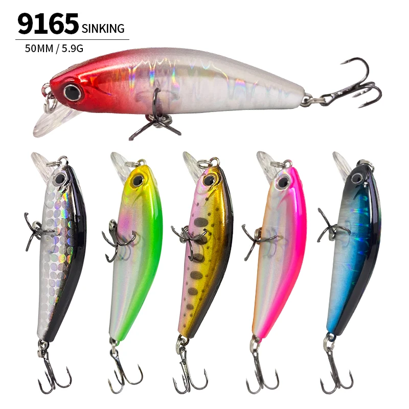 Señuelo de pesca wobbler hundido, 50mm, 5,9g, Mini pececillo, cebo duro Artificial, aparejos de pesca Crankbait para perca, Lucio, trucha, Swimbait - imagen 3