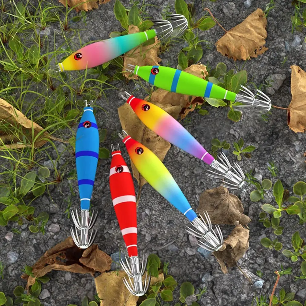 Aparejos de pesca de plástico, señuelos de madera para camarones, anzuelo de plomo, anzuelo de calamar, señuelo de pulpo de 70mm - imagen 3