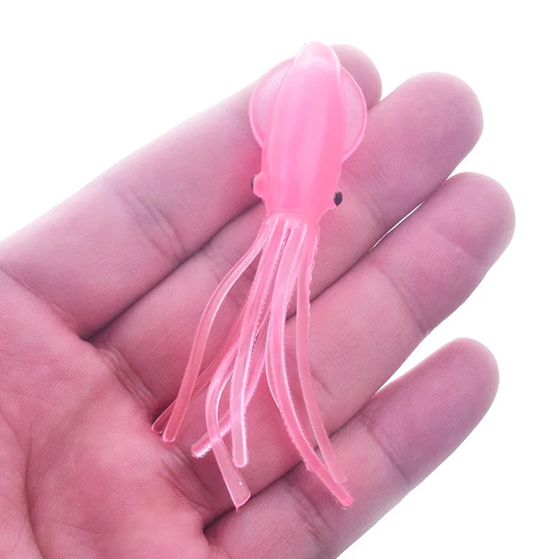 3 uds 7cm 3,7g pulpo calamar señuelo de Pesca brillo luminoso suave falda de pulpo Wobblers señuelos Pesca cebos artificiales para Pesca en el mar - imagen 4