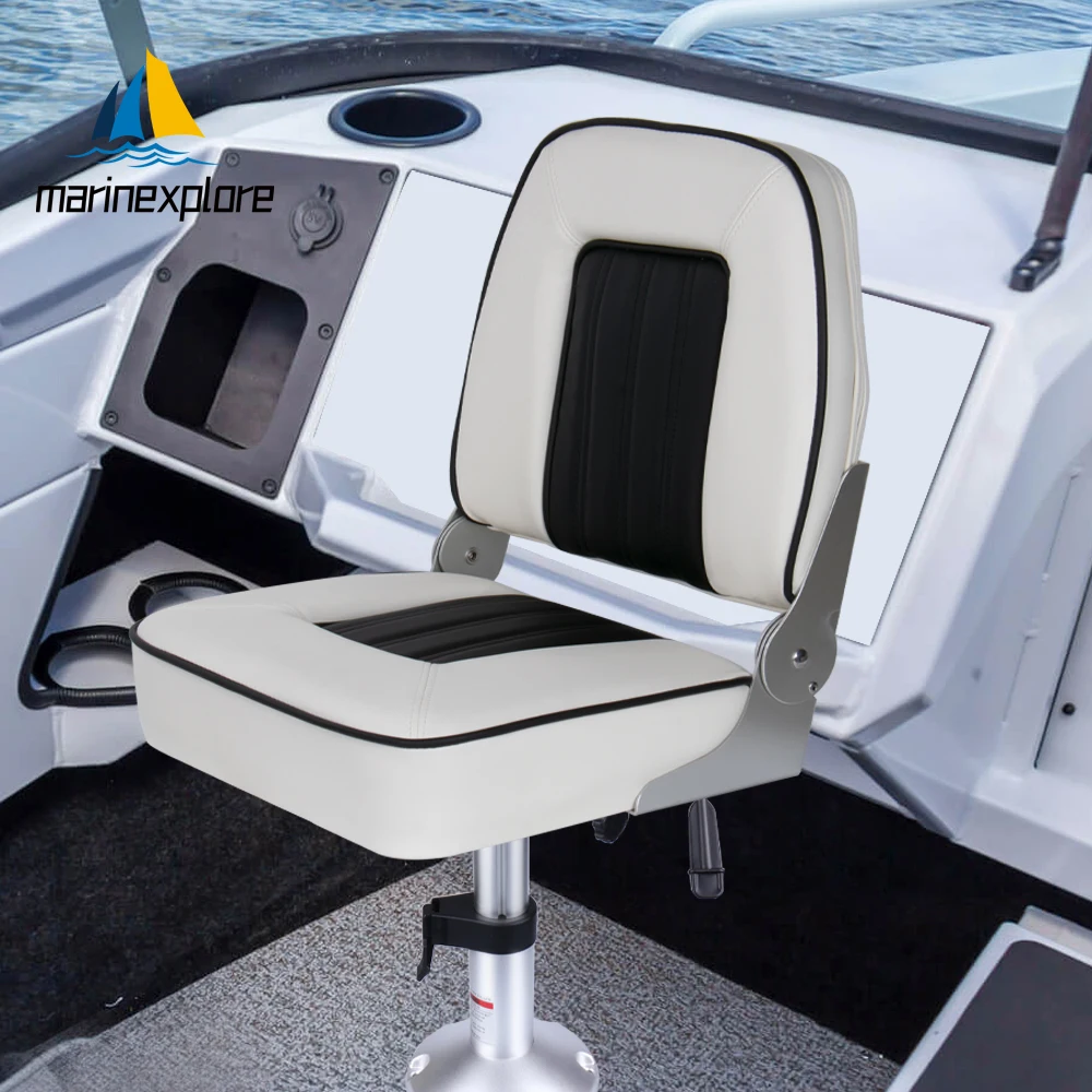 Silla de asiento de barco de diseño ergonómico, respaldo contorneado de cuero anticorrosión UV plegable para accesorios de barcos de pesca - imagen 2