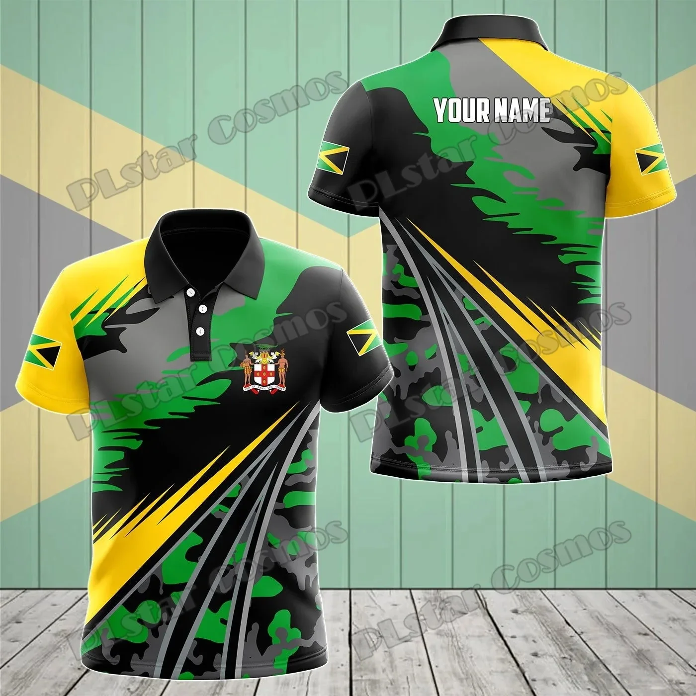 PLstar Cosmos-Camiseta de manga corta con estampado 3D para hombre, Polo con nombre personalizado, abrigo de armas de Jamaica y bandera, informal, a la moda, PLP14 - imagen 5