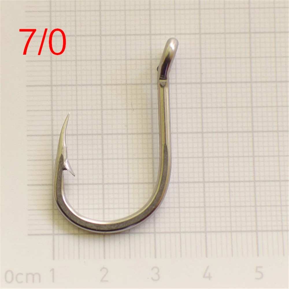 100 Uds 1/0-9/0 anzuelos de Pesca de mar con púas de acero inoxidable con anilla anzuelos de Jigging artículos de Pesca aparejos accesorios de Pesca - imagen 5