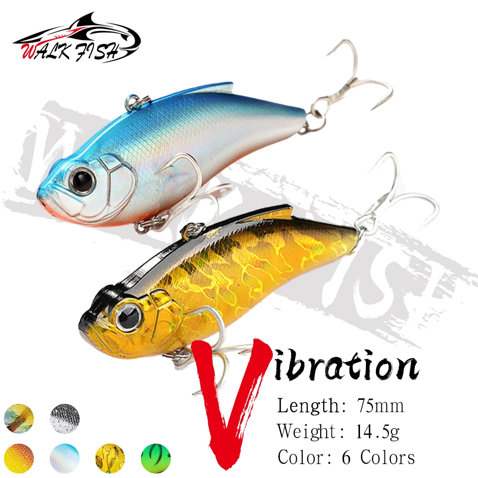 WALK FISH 1 Uds 75mm 14,5g Señuelos de pesca con vibración cebo duro Tremor fregadero agua tocando perla agua dulce pargo cebo Artificial