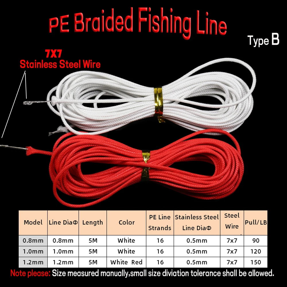 5 metros 22 #   Línea de pesca trenzada de PE de 1,2mm, línea trenzada súper fuerte fr, anzuelo líder, lanza de conexión, cuerda/cable de pesca de buceo - imagen 5