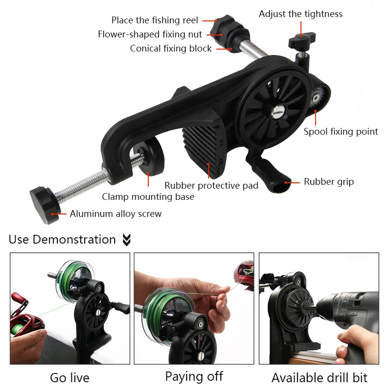 Bobinadora de línea de pesca, abrazadera de mesa portátil, máquina de carrete de pesca, bobinadora de línea resistente antioxidante, carrete giratorio para Baitcasting - imagen 4