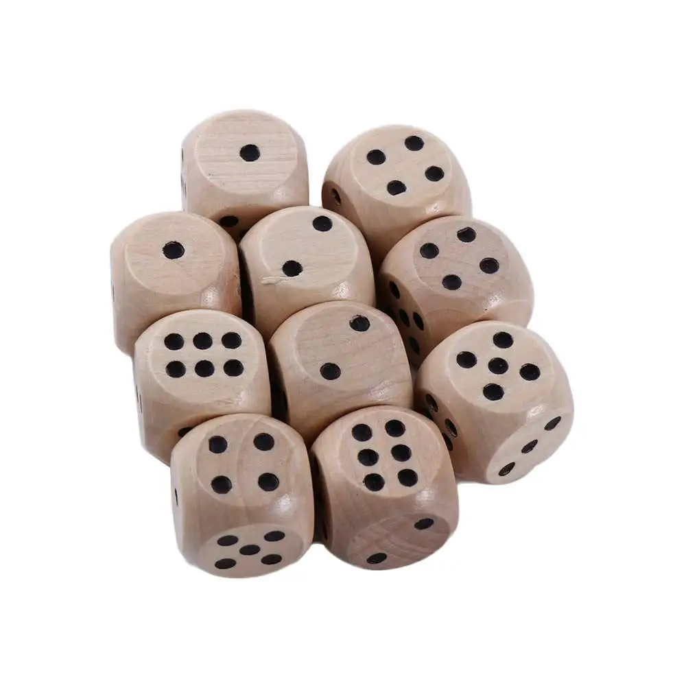 Dados de madera de punta redonda para adultos, cubos de Punta D6 de esquina, 6 caras, para Bar, Pub, Club, fiesta, juguetes para niños, juegos de mesa, 10 piezas, 20mm - imagen 5
