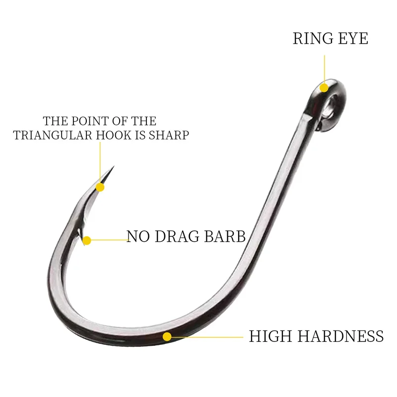 ZYZ 20 ~ 85 unids/bolsa gancho Chinu negro 0,8 # -14 #   Anzuelos de pesca de agua dulce y salada con punta de gancho de diente triangular con púas afiladas - imagen 5