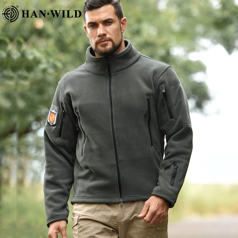 Chaquetas tácticas de forro polar para hombre, ropa de caza, traje térmico de Safari, Airsoft, chaqueta con cremallera completa, abrigos de trabajo para acampar - imagen 4