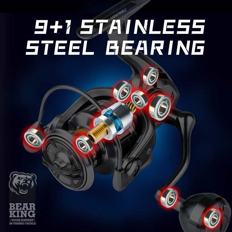 BEARKING marca nueva llegada carrete de pesca de agua salada Spinning 1000-6000 9 + 1BB 5,2: 1 arrastre máximo 10-20 KG carretes a prueba de agua - imagen 4